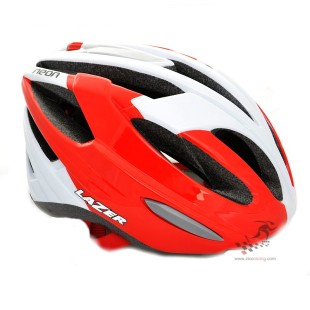 Kask Lazer Neon - biało / czerwony z systemem Rollsys