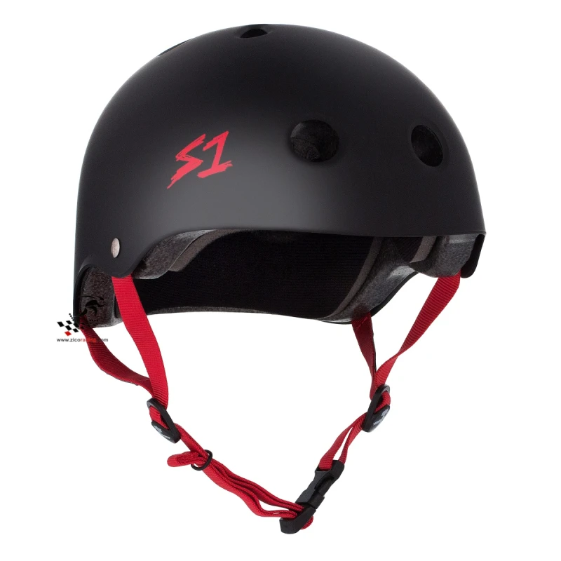 Kask S1 Lifer Black Matte z czerwonymi paskami