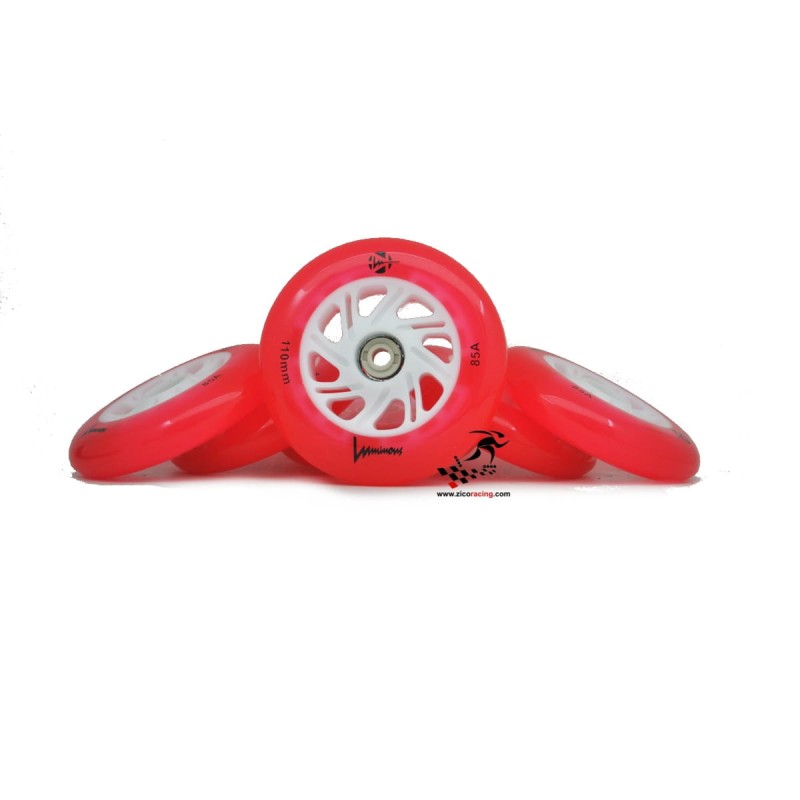 Kółka świecące do rolek FR Skates Luminous czerwone 110mm 85a
