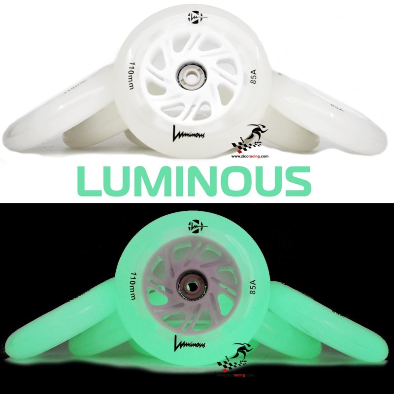 Kółka świecące do rolek FR Skates Luminous białe GLOW 110mm 85a