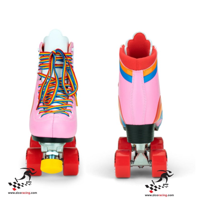 Wrotki Moxi Rainbow Rider Pink - różowe przód i tył