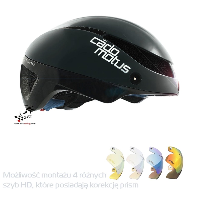 Kask CadoMotus Omega Aero - czarny z opcjonalnymi szybami