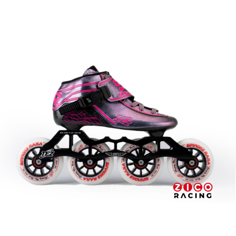 Rolki marki Simmons Rana Racing model TEZ w kolorze różowym w konfiguracji 4x90mm