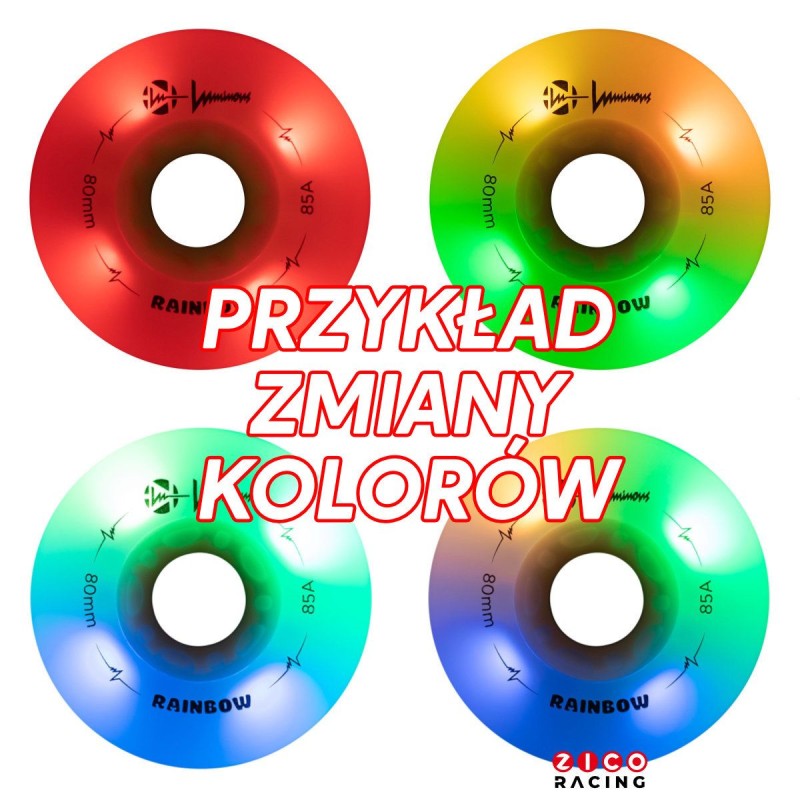 Kółka Luminous Rainbow przykład zmiany kolorów