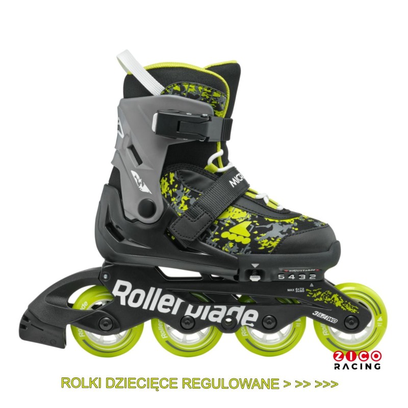 Rolki Rollerblade Microblade NG01 czarno zielone fluo - widok z boku