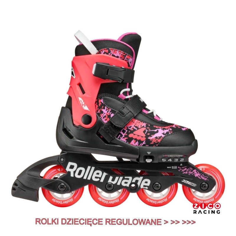 Rolki Rollerblade Microblade ND02 czarno pomarańczowo różowe - widok z boku