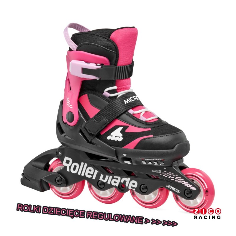 Rolki Rollerblade Microblade NJ02 czarno różowe - widok pod kątem
