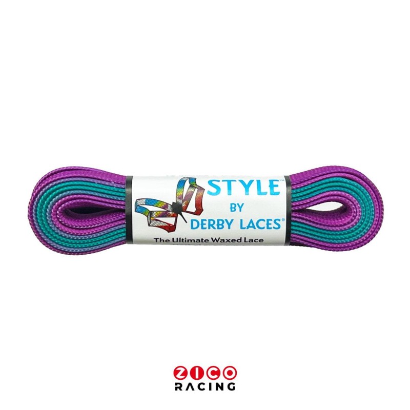 Sznurowadła woskowane marki Derby Laces model ombre w kolorze purpurowo miętowym