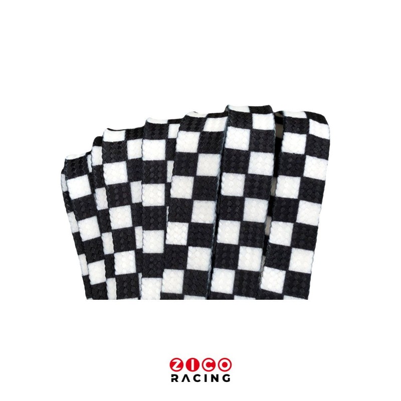 Sznurowadła woskowane marki Derby Laces checkered black white o wzorze czarno białej szachownicy - drugi widok