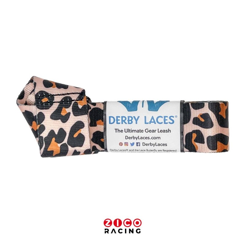 Smycz - nosidełko do wrotek - taśma we wzorze cętek leoparda - widok z opakowaniem