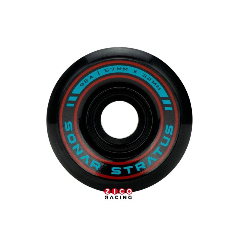 Kółka do wrotek marki Sonar model Stratus do jazdy w skateparku. Średnica 57mm, szerokość 32mm, twardość 98a - widok z przodu