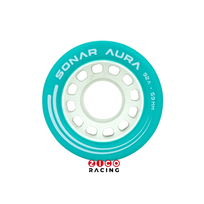Kółka do wrotek do Roller Derby marki Sonar model Aura o średnicy 59mm, szerokości 38mm i twardości 88a - widok z przodu