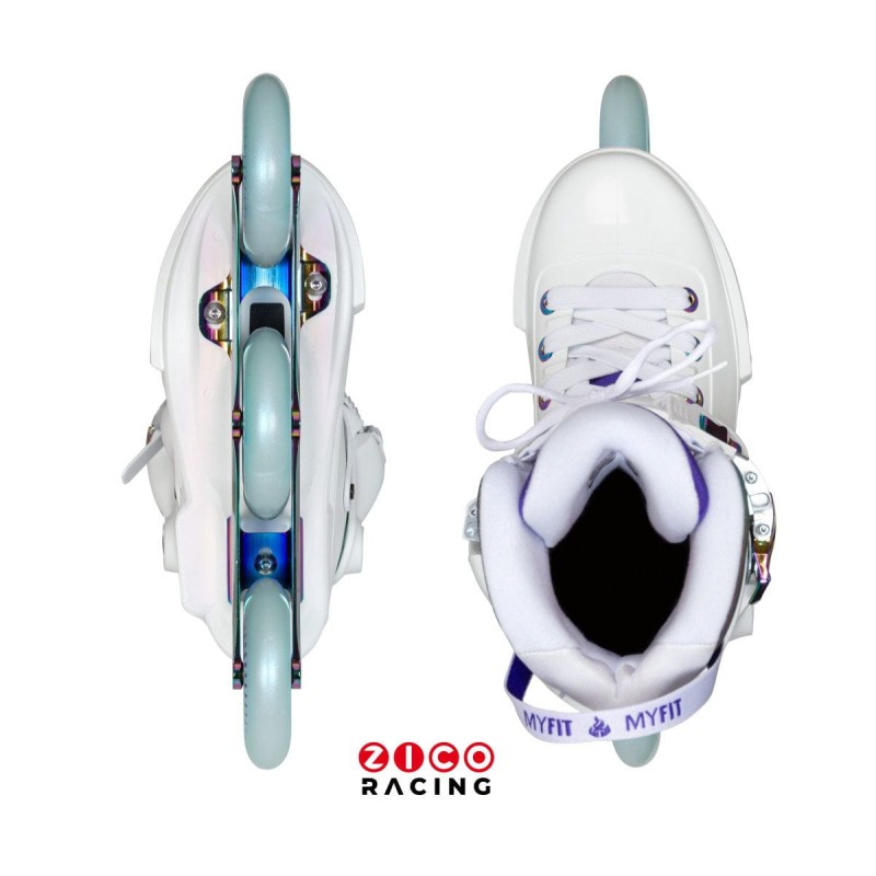 Rolki marki Powerslide model Next 100 Miriam Fatmi Pro - widok od spodu i od góry