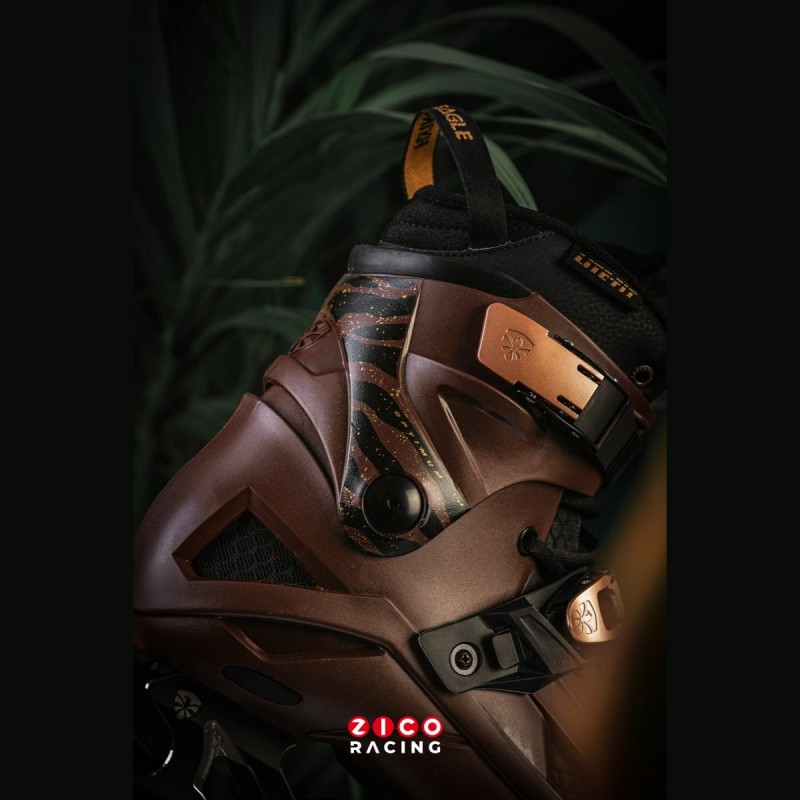 Rolki marki Flying Eagle model F7 Optimum w kolorze brązowym widok górnej części cholewki.jpg