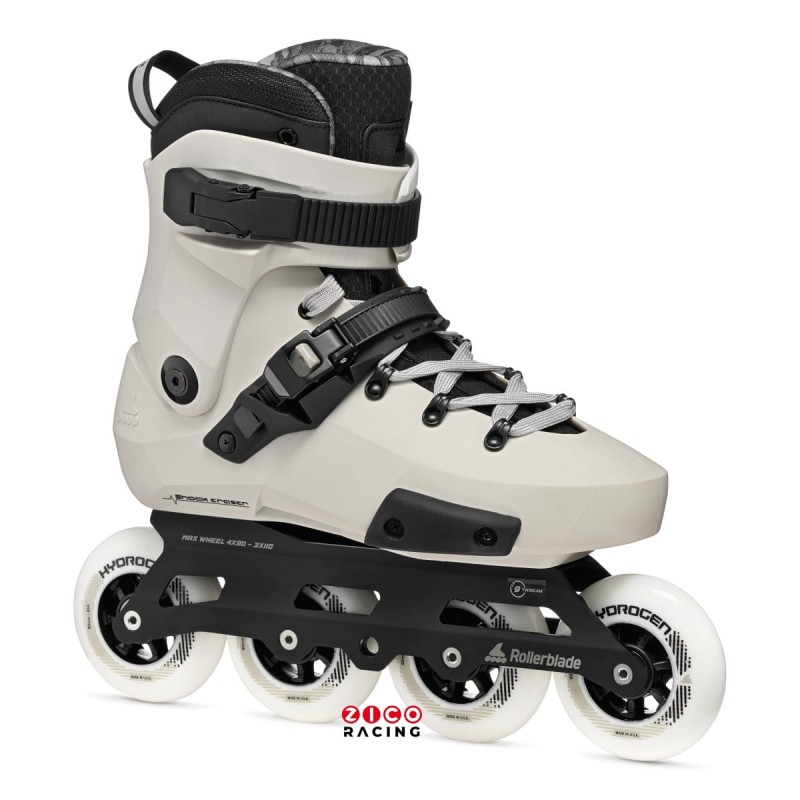 Rolki marki Rollerblade model Twister 90R w kolorze biało czarnym w konfiguracji podwozia 4x90mm 3x110mm