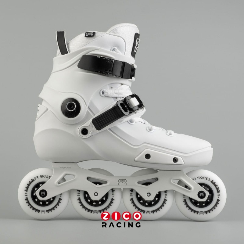 Rolki marki FR Skates model NEO 2 80 w kolorze białym - widok z boku