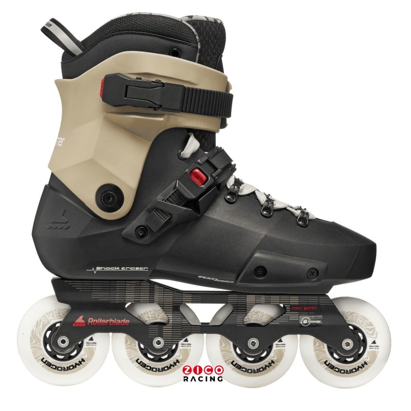 Rolki marki Rollerblade model Twister XT w kolorze czarno piaskowym - widok z boku - kod produktu 86B0760130NZ01