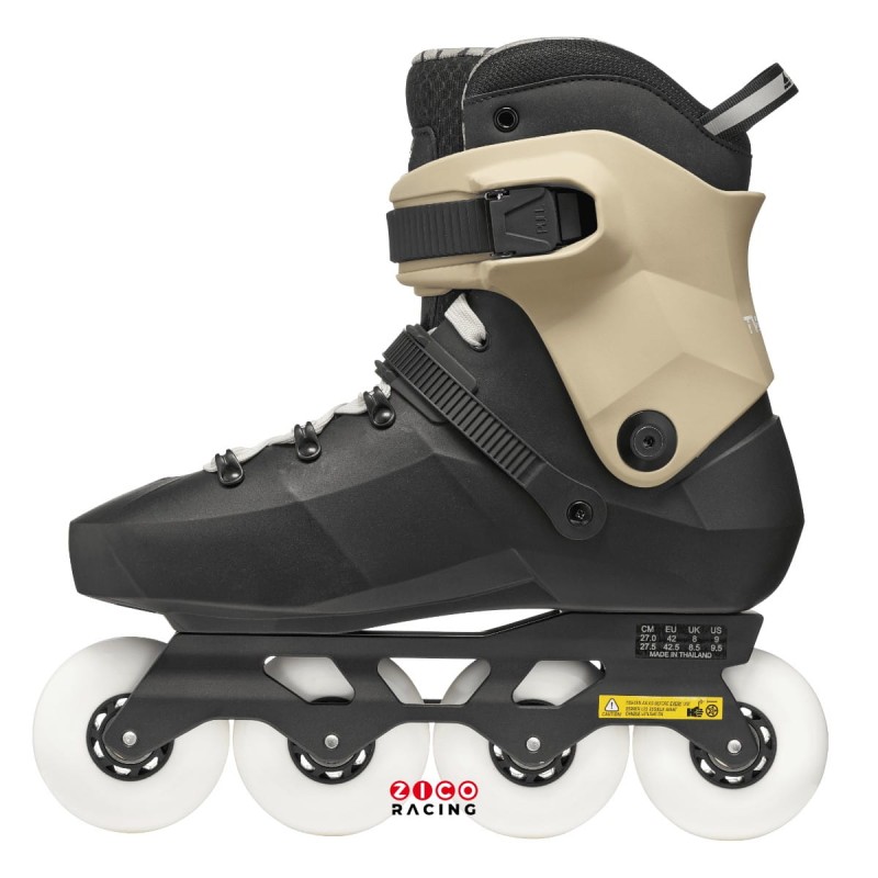 Rolki marki Rollerblade model Twister XT w kolorze czarno piaskowym - widok od wewnątrz