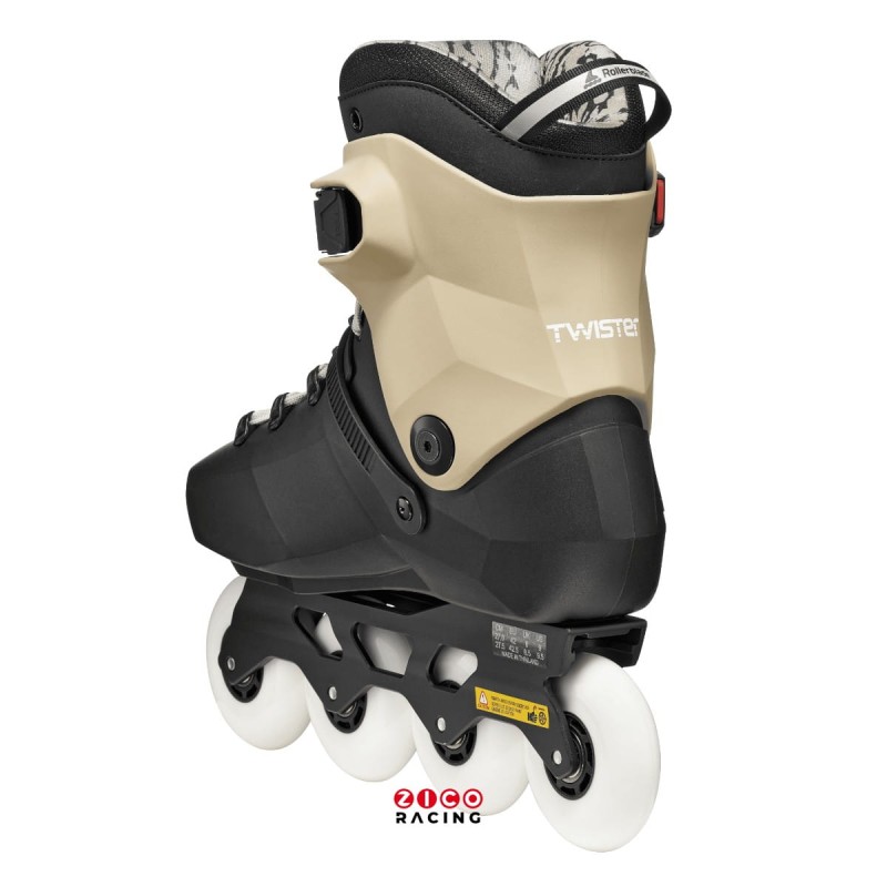 Rolki marki Rollerblade model Twister XT w kolorze czarno piaskowym - widok pod kątem z tyłu
