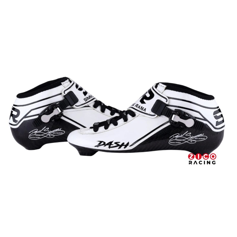 Buty marki Simmons Rana Racing model Dash w kolorze biało czarnym - widok pary butów z boku
