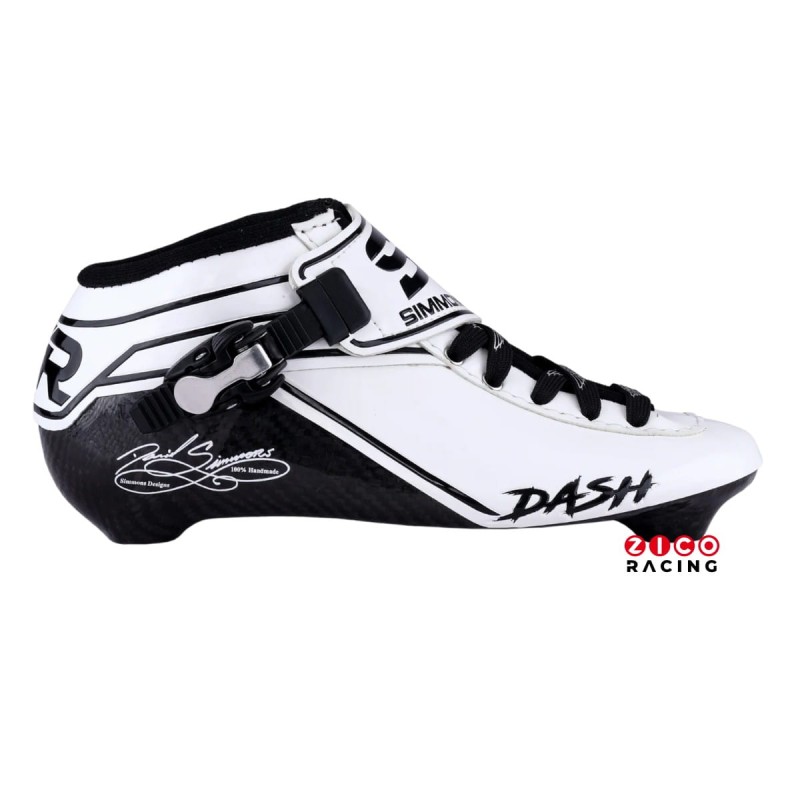 Buty marki Simmons Rana Racing model Dash w kolorze biało czarnym - widok buta z boku