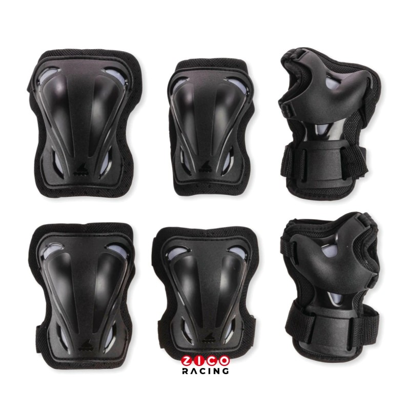Komplet ochraniaczy marki Rollerblade model Skate Gear czarne - widok od strony ochronnej