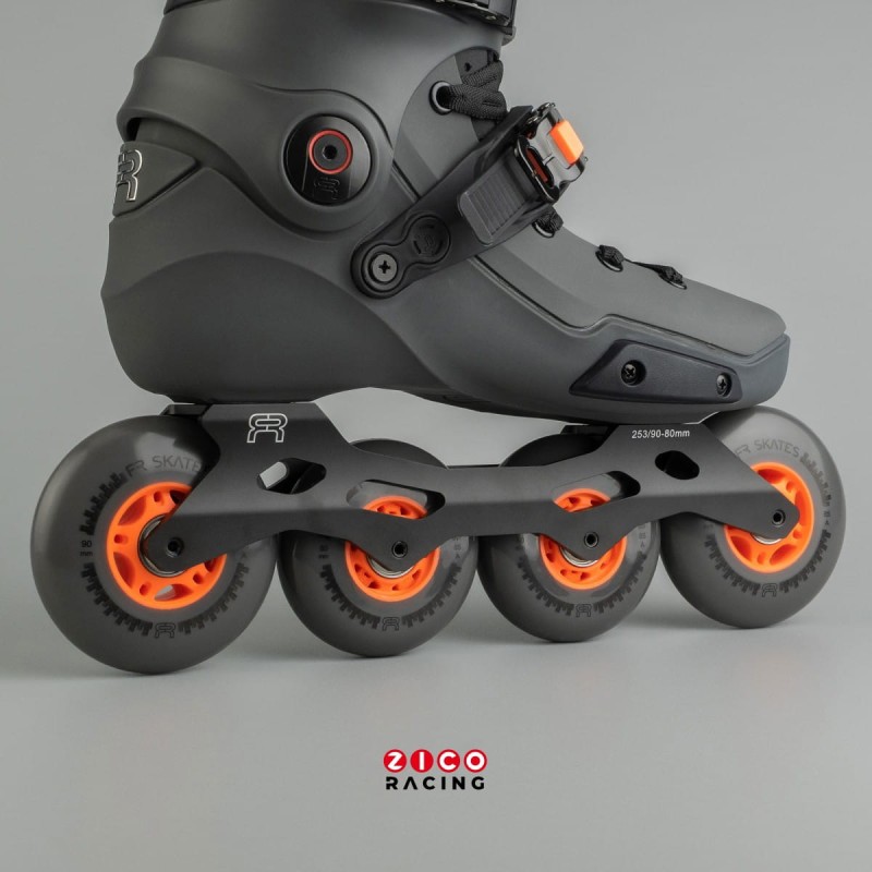 Rolki marki FR Skates model NEO Dual 9080 Promodel w kolorze dark grey - widok podwozia