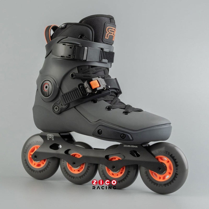 Rolki marki FR Skates model NEO Dual 9080 Promodel w kolorze dark grey - widok z boku pod kątem