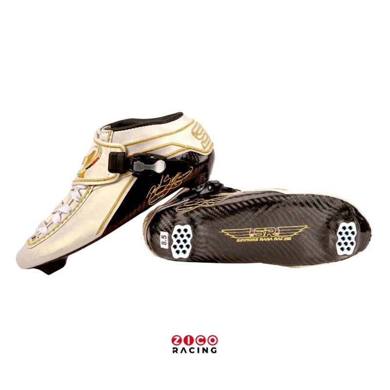 Buty marki Simmons Rana Racing model The1 w kolorze białym - widok z boku oraz spodu