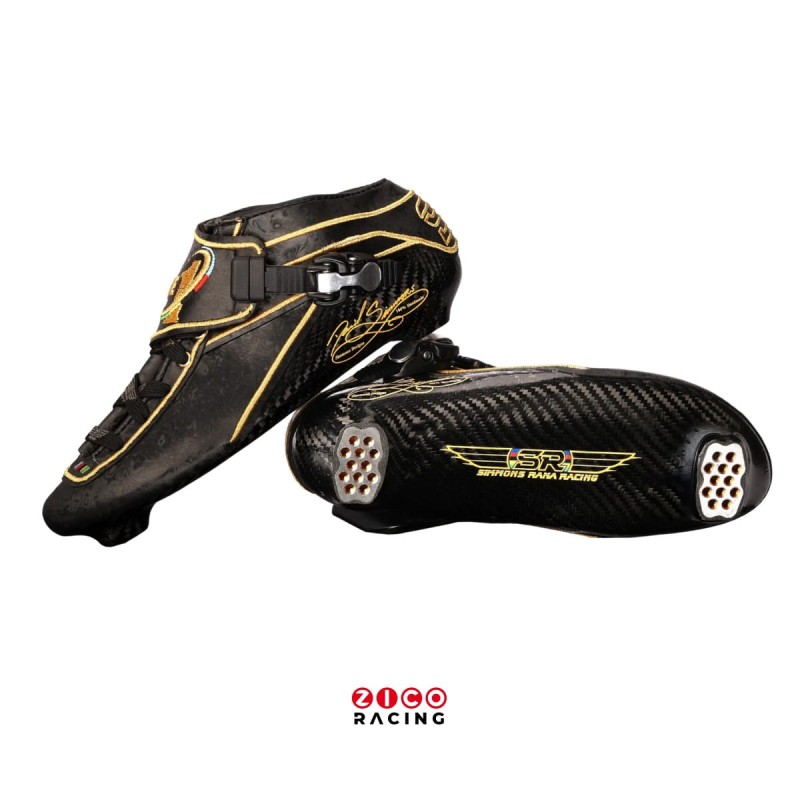 Buty marki Simmons Rana Racing model The1 w kolorze czarnym - widok z boku oraz spodu