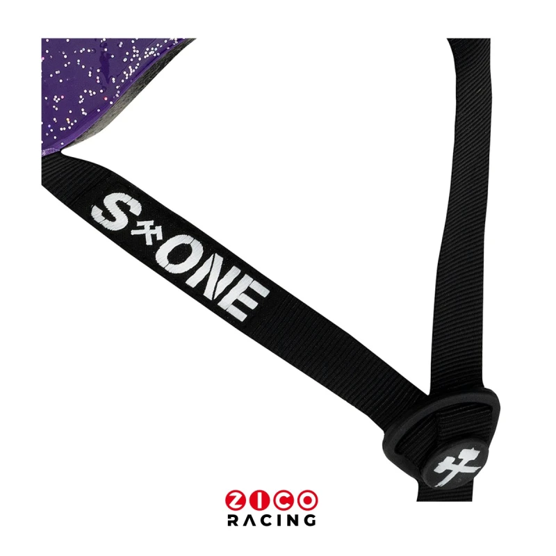 Kask marki S1 w kolorze Purple Gloss Glitter - widok z boku na pasek