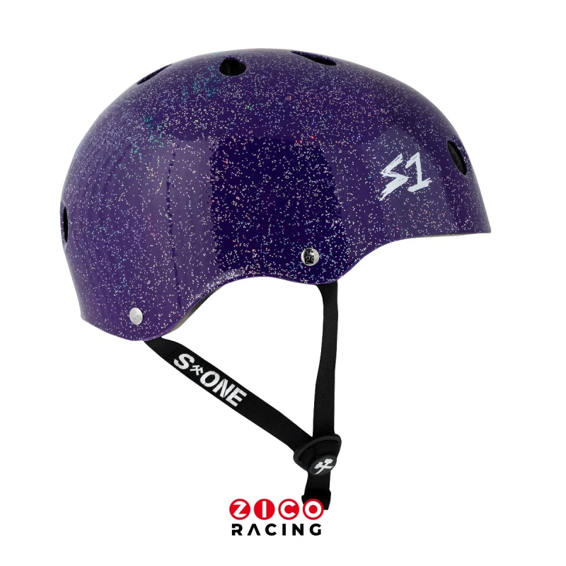 Kask marki S1 w kolorze Purple Gloss Glitter - widok z boku