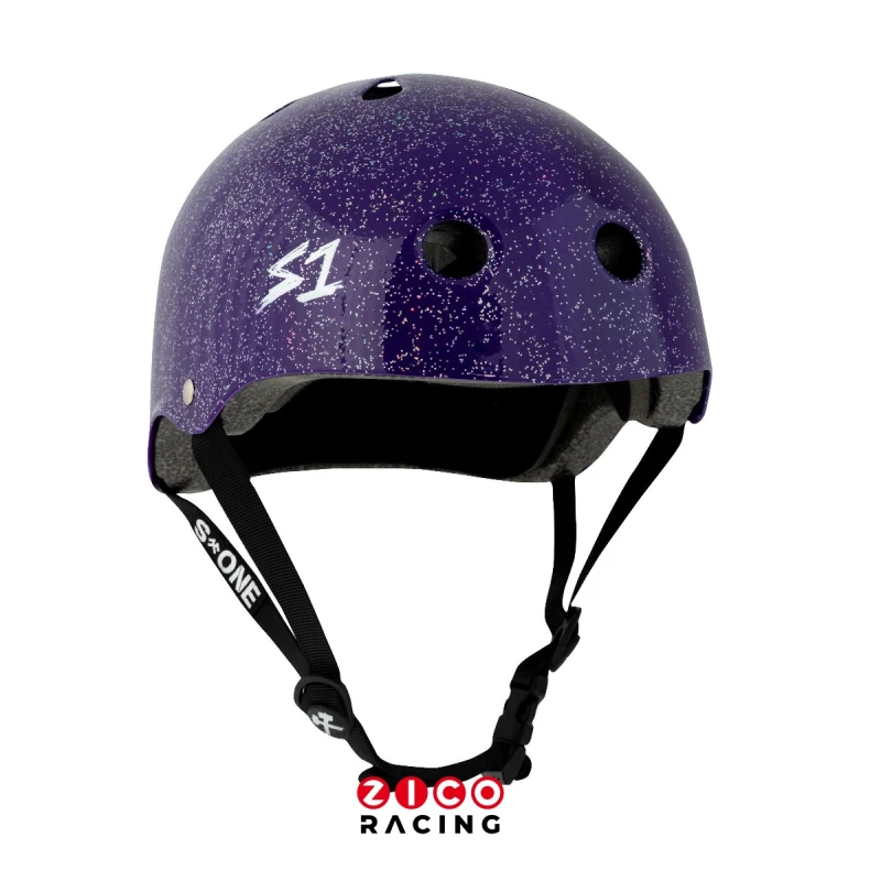 Kask marki S1 w kolorze Purple Gloss Glitter - widok z przodu pod kątem