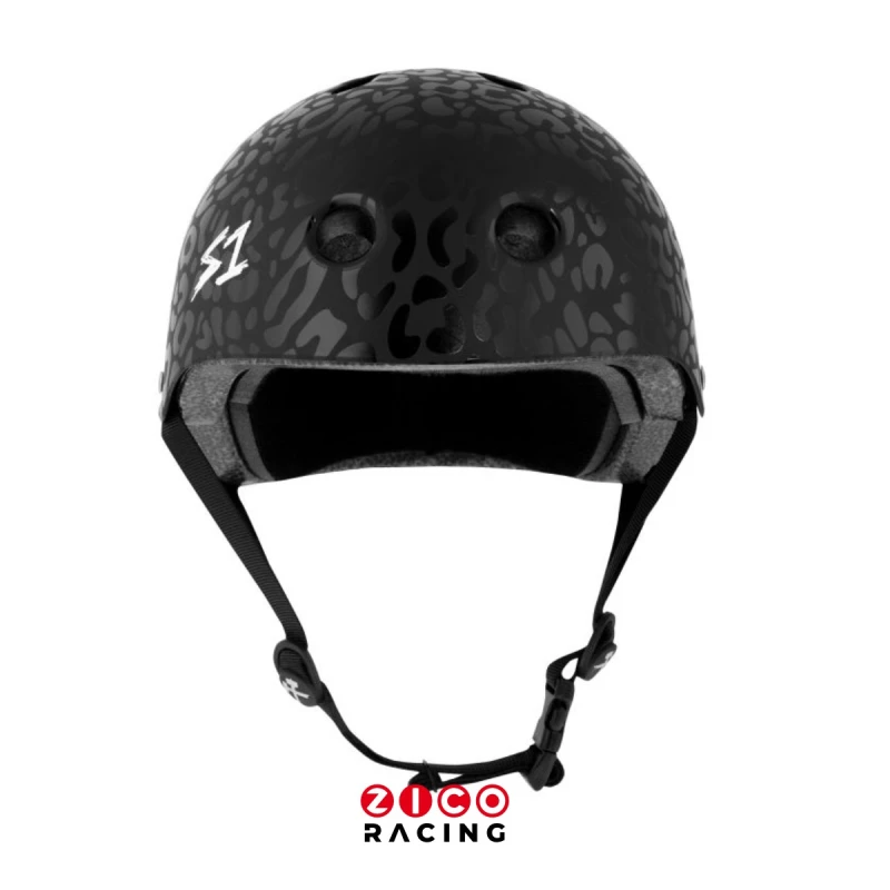 Kask marki S1 w kolorze Black On Black Leopard - widok z przodu