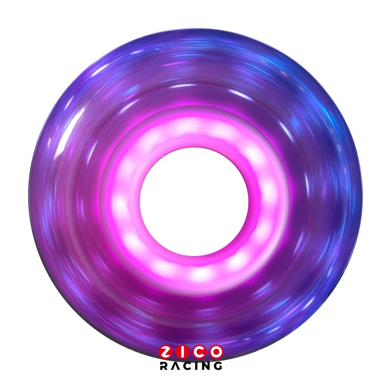 Kółka marki Luminous model DUO Galaxy Purple 80mm 85a widok świecącego z boku kółka bez tulejki