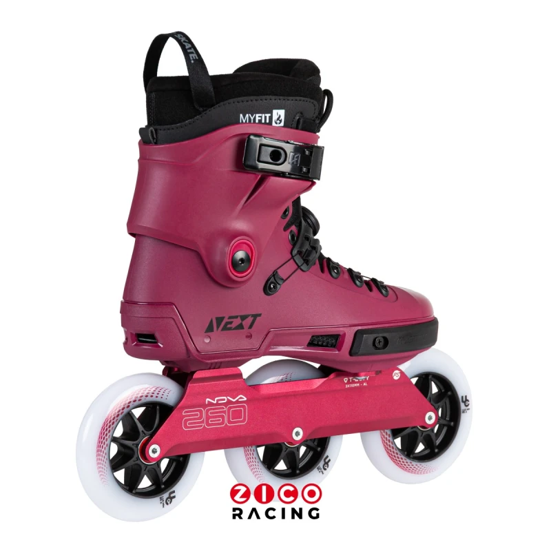 Rolki marki Powerslide model NEXT 110 PDS Merlot widok z tyłu pod kątem