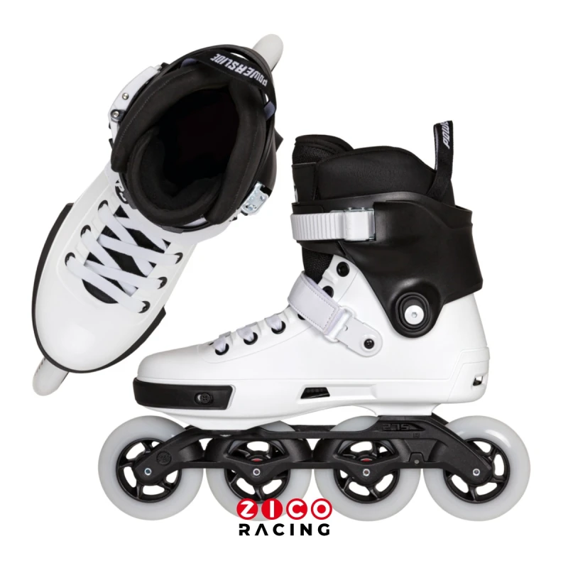Rolki marki Powerslide model NEXT 90 Black White widok z góry oraz od strony wewnętrznej