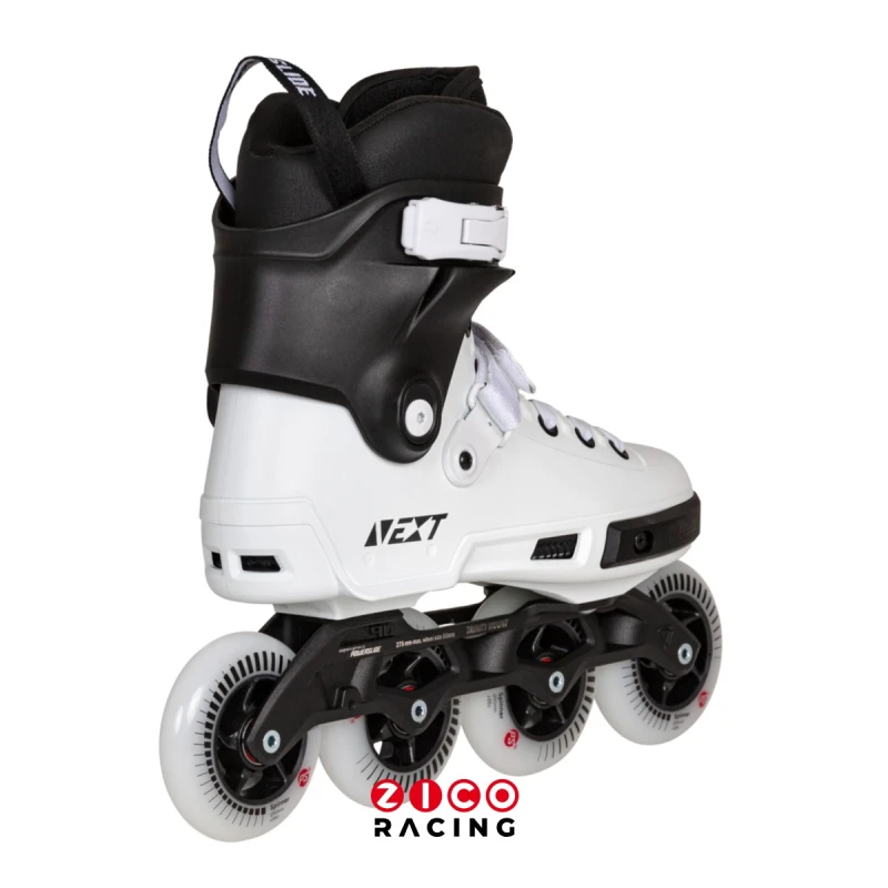 Rolki marki Powerslide model NEXT 90 Black White widok z tyłu pod kątem
