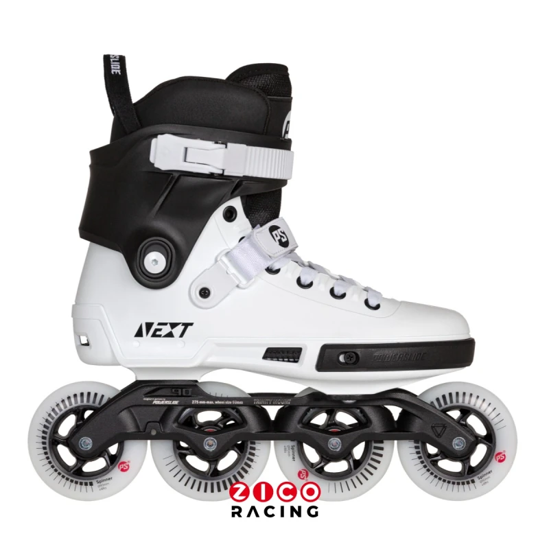 Rolki marki Powerslide model NEXT 90 Black White widok z boku