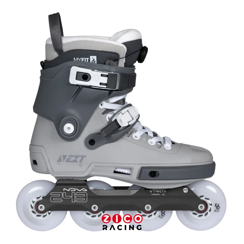 Rolki marki Powerslide model NEXT 90 PDS Asphalt Grey widok z boku