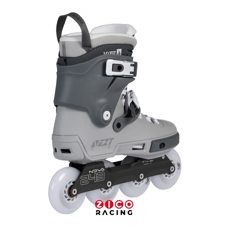Rolki marki Powerslide model NEXT 90 PDS Asphalt Grey widok z tyłu pod kątem