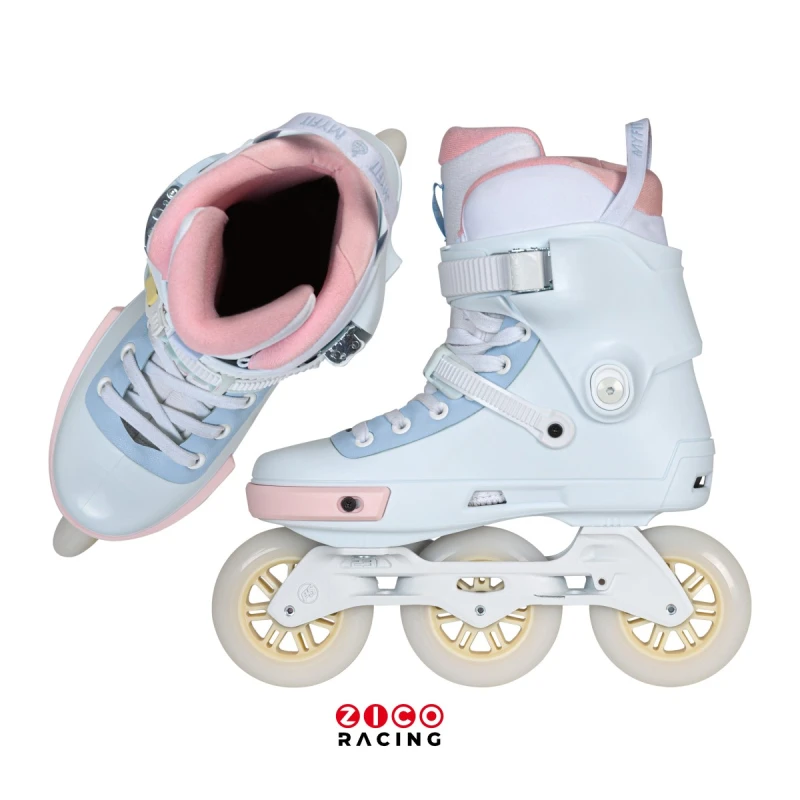 Rolki marki Powerslide model Next 100 Pastel widok z góry oraz od strony wewnętrznej