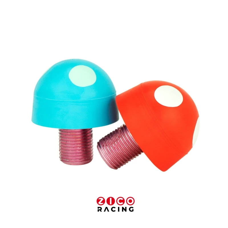 Hamulce stopery Moxi Mushroom Toe Stops - czerwony i niebieski widok pojedynczych