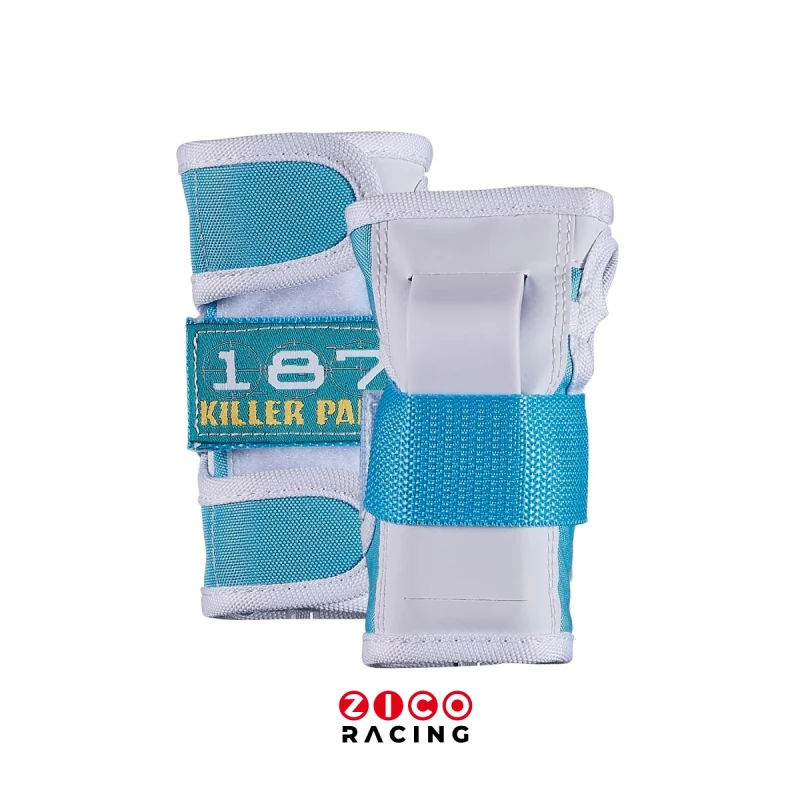 Ochraniacze marki 187 Killer Pads model Six Pack Combo Junior w kolorze teal - widok ochraniaczy na nadgarstki