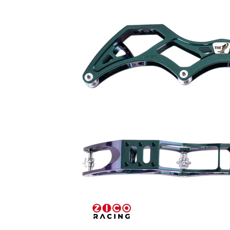 Szyny marki Simmons Rana Racing model Chamelleon HiLo 3x110mm 1x100mm widok usztywnienia z boku i z góry w części tylnej szyny