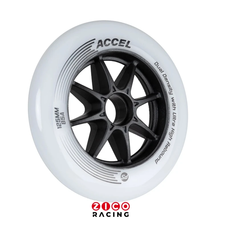 Kółka do jazdy szybkiej Powerslide model dwuwarstwowy Accel 125mm 85a - widok z boku pod kątem