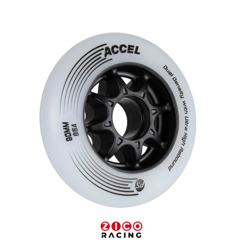 Kółka do jazdy szybkiej Powerslide model dwuwarstwowy Accel 90mm 85a - widok z boku pod kątem