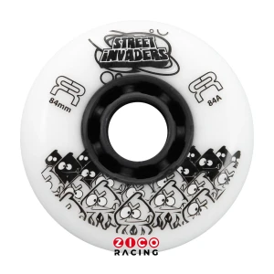 Kółka marki FR Skates model Street Invaders 4x84mm/84a i 4x76mm/84a profil round - białe, 8 sztuk