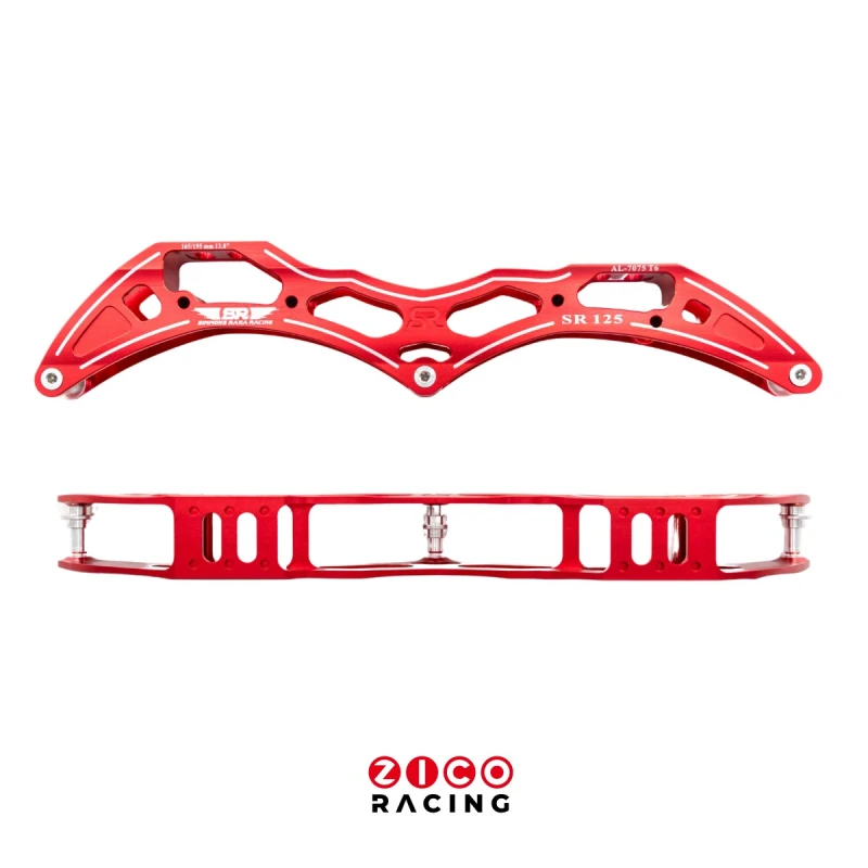 Szyny marki Simmons Rana Racing model Billet SR 125 3x125mm długość 13 2 cali - widok pary szyn z boku i z góry