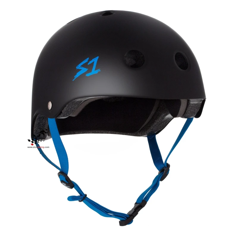 Kask S1 Lifer Black Matte z niebieskimi paskami